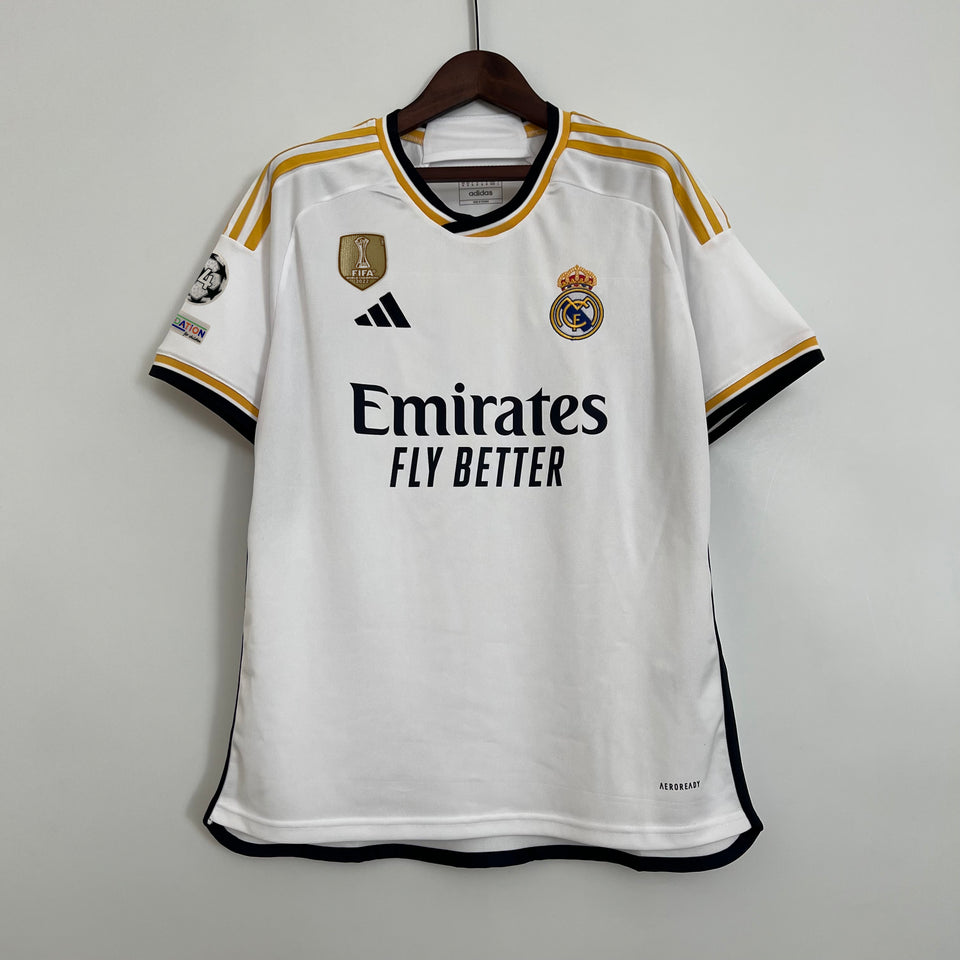 Camisa do Real Madrid - Uniforme 1 - 23/24 - VINI JR. 7 + PATCHS